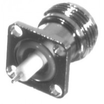 RF Industries Conector Coaxial N Hembra, Montaje de Panel con 4 Perforaciones, Plata