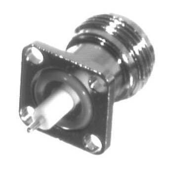 RF Industries Conector Coaxial N Hembra, Montaje de Panel con 4 Perforaciones, Plata