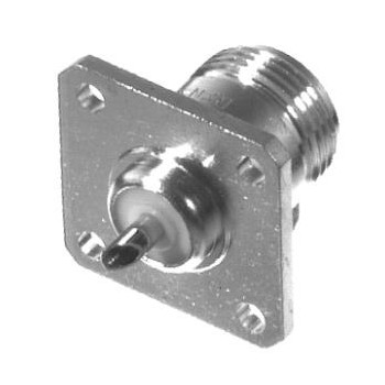 RF Industries Conector Coaxial N Hembra, Montaje con 4 Perforaciones, Plata