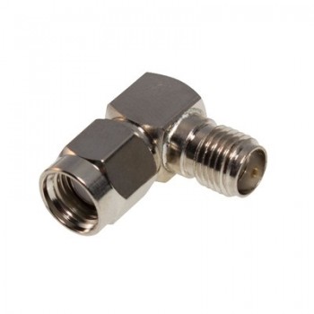 RF Industries Conector Coaxial en Angulo Recto SMA Macho Inverso - SMA Hembra, Metálico