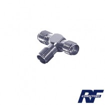 RF Industries Conector Coaxial en T SMA Hembra - SMA Hembra, Niquel