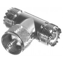 RF Industries Conector Coaxial en T UHF Hembra - UHF Macho, Plata