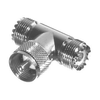 RF Industries Conector Coaxial en T UHF Hembra - UHF Macho, Plata