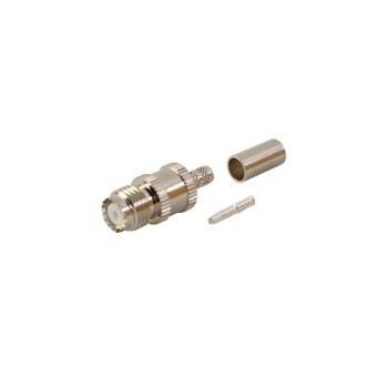 RF Industries Conector Coaxial de Anillo Plegable Mini UHF Hembra, Bronce