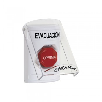 STI Botón de Evacuación con Tapa SS-2322-EV-ES, Alámbrico, Rojo/Blanco