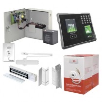 Syscom Kit Sistema de Acceso y Asistencia con Lector Biométrico, Cerradura Electromagnética, Fuente de Poder, Botón de Salida