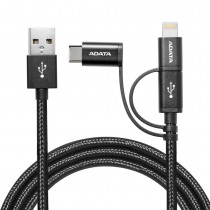 Adata Cable AMCL23IN1-100CMK-CBK USB-A Macho - Micro-USB/Lightning/USB-C Macho, 1 Metro, Negro