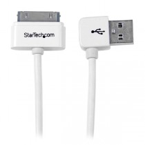 StarTech.com Cable USB A Macho - Apple 30-p Macho, Ángulo Izquierdo, 1 Metro, Blanco, para iPod/iPhone/iPad