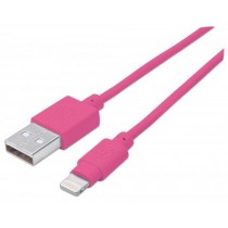 Manhattan Cable iLynk USB A Macho - Lightning Macho, 1 Metro, Rosa