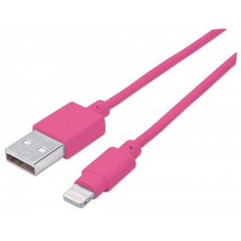 Manhattan Cable iLynk USB A Macho - Lightning Macho, 1 Metro, Rosa