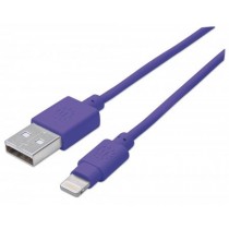 Manhattan Cable iLynk USB A Macho - Lightning Macho, 1 Metro, Púrpura