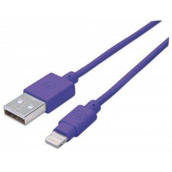 Manhattan Cable iLynk USB A Macho - Lightning Macho, 1 Metro, Púrpura