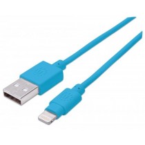 Manhattan Cable iLynk USB A Macho - Lightning Macho, 1 Metro, Azul