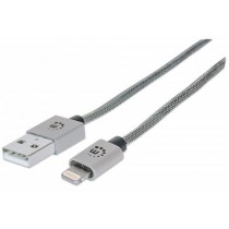 Manhattan Cable USB 2.0 A Macho - Lightning Macho, 1 Metro, Plata