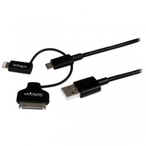 StarTech.com Cable Lightning, Dock 30-pin o Micro USB - USB, 1 Metro, Negro