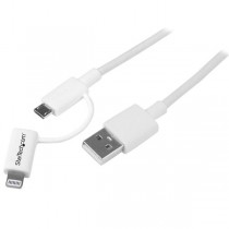 StarTech.com Cable Adaptador Apple Lightning o Micro USB - USB, 1 Metro, Blanco