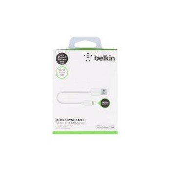 Belkin Cable USB A Macho - Lightning Macho, 15cm, Blanco