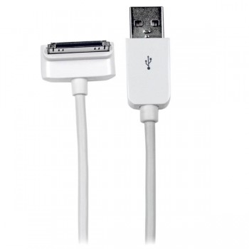 StarTech.com Cable Cargador Conector Dock 30-pin - USB A 2.0, Ángulo Hacia Abajo, 2 Metros, Blanco, para iPod/iPhone/iPad