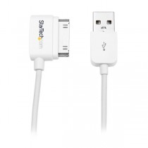 StarTech.com Cable Cargador Conector Dock 30-pin - USB A 2.0, Ángulo Derecho, 1 Metro, Blanco, para iPhone/iPod/iPad