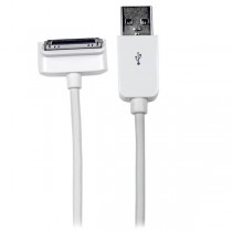 StarTech.com Cable USB A Macho - Apple 30-p Macho, Ángulo Hacia Abajo, 1 Metro, Blanco, para iPod/iPhone/iPad