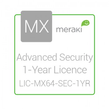 Cisco Meraki Licencia de Seguridad Avanzada y Soporte, 1 Licencia, 1 Año, para MX64