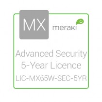 Cisco Meraki Licencia de Seguridad Avanzada y Soporte, 1 Licencia, 5 Años, para MX65W