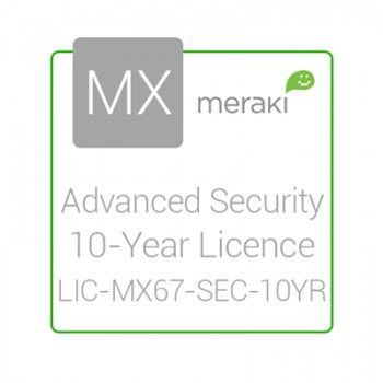 Cisco Meraki Licencia de Seguridad Avanzada y Soporte, 1 Licencia, 10 Años, para MX67