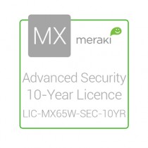 Cisco Meraki Licencia de Seguridad Avanzada y Soporte, 1 Licencia, 10 Años, para MX65W