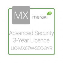 Cisco Meraki Licencia de Seguridad Avanzada y Soporte, 1 Licencia, 3 Años, para MX67W