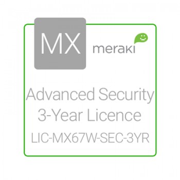 Cisco Meraki Licencia de Seguridad Avanzada y Soporte, 1 Licencia, 3 Años, para MX67W