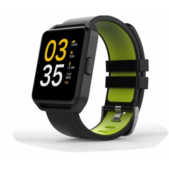 Ghia Smartwatch GAC-108, Touch, Bluetooth 4.0, Android 7.1/iOS 9.3, Negro/Verde - Resistente al Agua