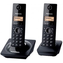 Panasonic Teléfono Inalámbrico DECT con 2 Auriculares, Pantalla LCD, Negro