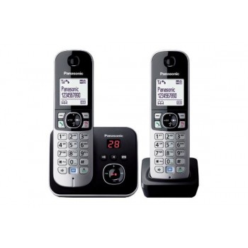 Panasonic Teléfono Inalámbrico KX-TG6822, DECT, Contestadora, Altavoz, Negro/Plata