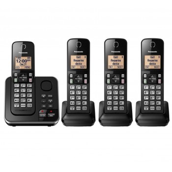 Panasonic Teléfono Inalámbrico DECT KX-TGC214MEB, 4 Auriculares, Negro