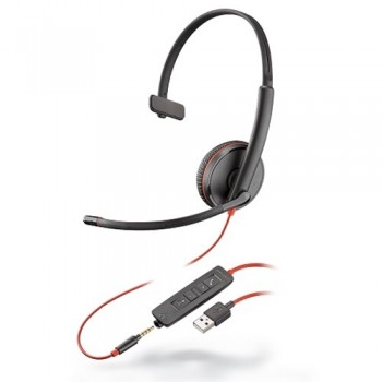 Plantronics Audifonos con Microfono Monoaural Blackwire 3215, Alambrico, USB/3.5mm, Negro