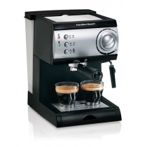 Hamilton Beach Cafetera para Expreso/Capuchino, 2 Tazas, Negro/Plata