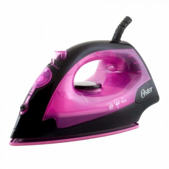 Oster Plancha Vapor Seco, Suela Antiadherente, 1200W, 0.18 Litros, Negro/Rosa