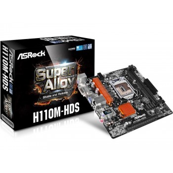 Tarjeta Madre ASRock micro ATX H110M-HDS, S-1151, Intel H110, HDMI, 32GB DDR4, para Intel - Envío Gratis