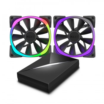 Kit de Ventiladores NZXT Aer RGB & HUE+, 140mm, 500 - 1500RPM, Negro - incluye 2 Ventiladores + Control - Envío Gratis